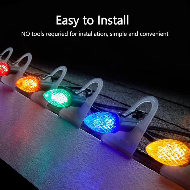 Brightown Pack of 100 Original Shingle Tab for C7 C9 Lights Christmas Light Clips for Holiday String Light Outdoor - Image 5