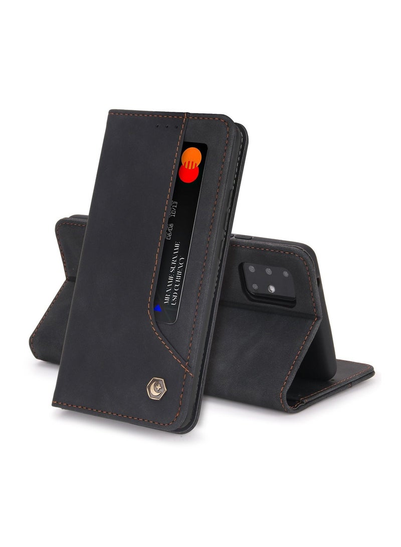 Pola Luxury PU Leather Wallet Case Cover for Samsung Galaxy A51 5G Black - Image 1