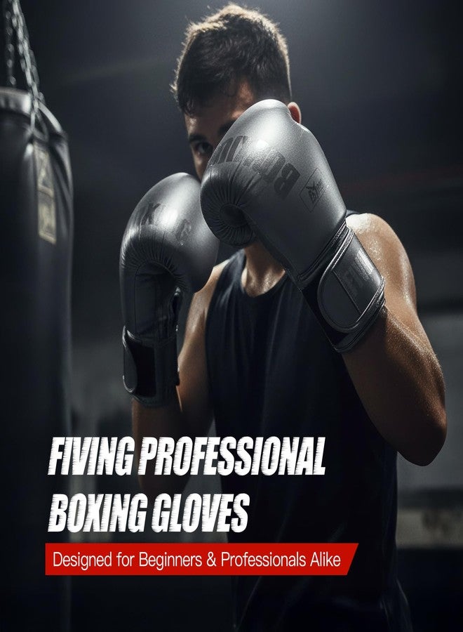 FIVING Boxing Gloves with Hand Wraps for Men and Women, Kickboxing, Mixed Martial Arts, Muay Thai, MMA, Heavy Bag Training (Black, 14oz) - Image 4