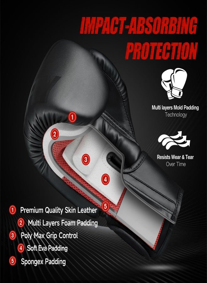 FIVING Boxing Gloves with Hand Wraps for Men and Women, Kickboxing, Mixed Martial Arts, Muay Thai, MMA, Heavy Bag Training (Black, 14oz) - Image 3