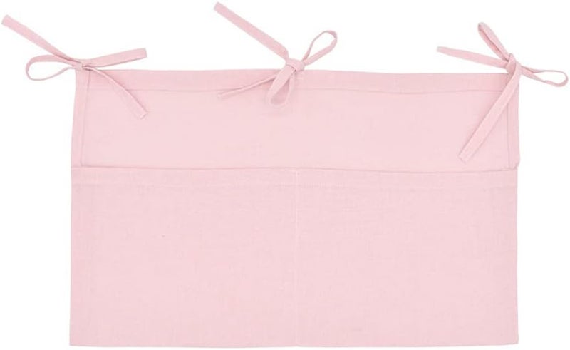 YeeMan Linen Baby Bedside Hanging Storage Bag,2 Pockets Organizer for Baby Cribs and Toys (Light Pink) - Image 3