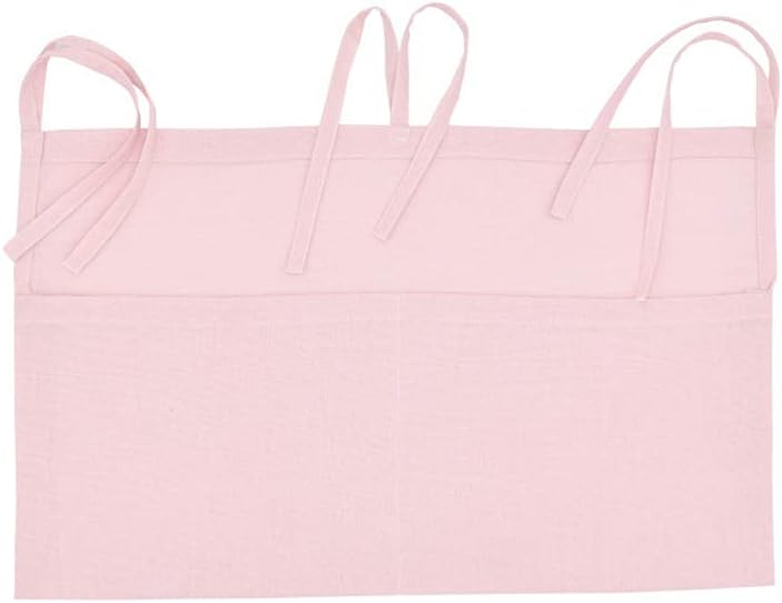 YeeMan Linen Baby Bedside Hanging Storage Bag,2 Pockets Organizer for Baby Cribs and Toys (Light Pink) - Image 4