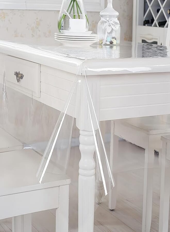 YILANJIN Tablecloth, 150×100 cm Transparent Protective Cover, Waterproof Rectangle Table Protector Mat for Kitchen, Oil-Proof Plastic Table Pads Wipeable for Home, Picnic, Indoor and Outdoor