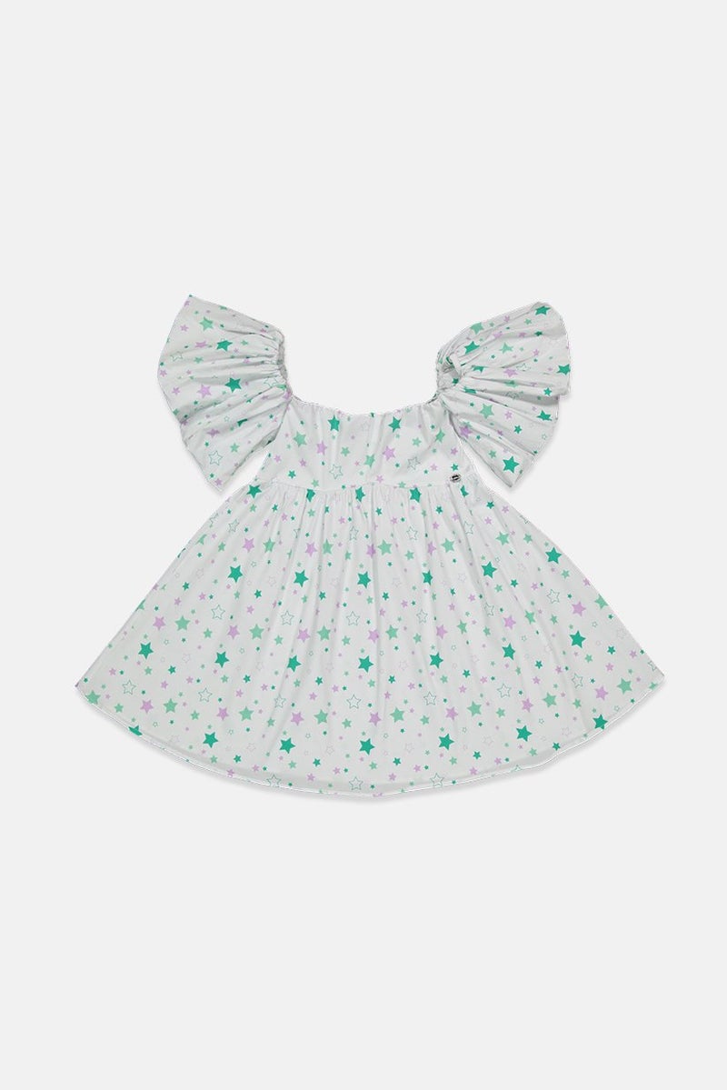 byblos Kid Girls Printed Maxi Casual Dress, White and Green and Purple - Image 1