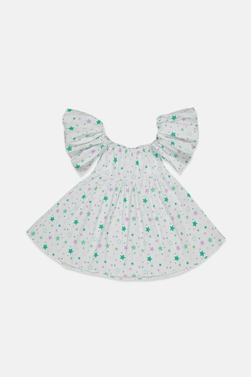 byblos Kid Girls Printed Maxi Casual Dress, White and Green and Purple - Image 2