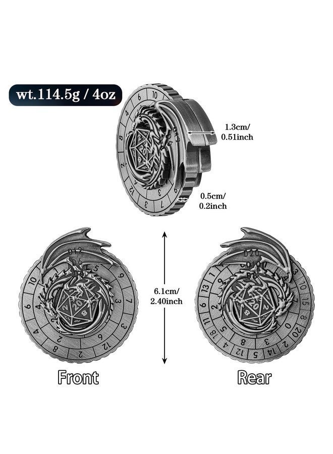 Keller & Weber Spinner DND Dice Set, 7-in-1 Metallic D&D Dice, Fly Dragon Roulette Dice Spinner for DND Dice Set, D&D Gifts with Gift Box, Role Playing Game Board Game Accessories, Dark Silver - Image 4