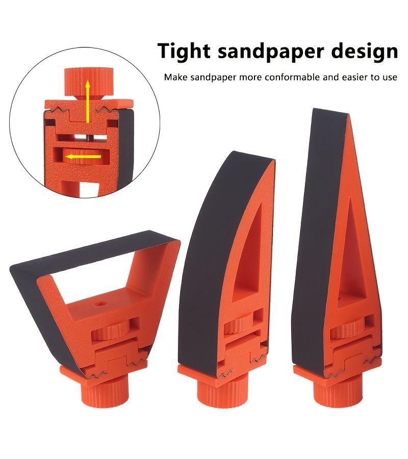 Orange 3pcs Mini Precision Handheld Polishing Kit 3 In 1 Hobby Polishing Set With Adjustable Angle And Multi Purpose Sandpaper Holder Suitable For Curved Surfaces And Small Gaps Ideal DIY Model Tool - Image 1