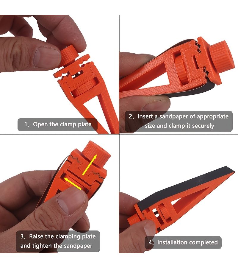 Orange 3pcs Mini Precision Handheld Polishing Kit 3 In 1 Hobby Polishing Set With Adjustable Angle And Multi Purpose Sandpaper Holder Suitable For Curved Surfaces And Small Gaps Ideal DIY Model Tool - Image 5