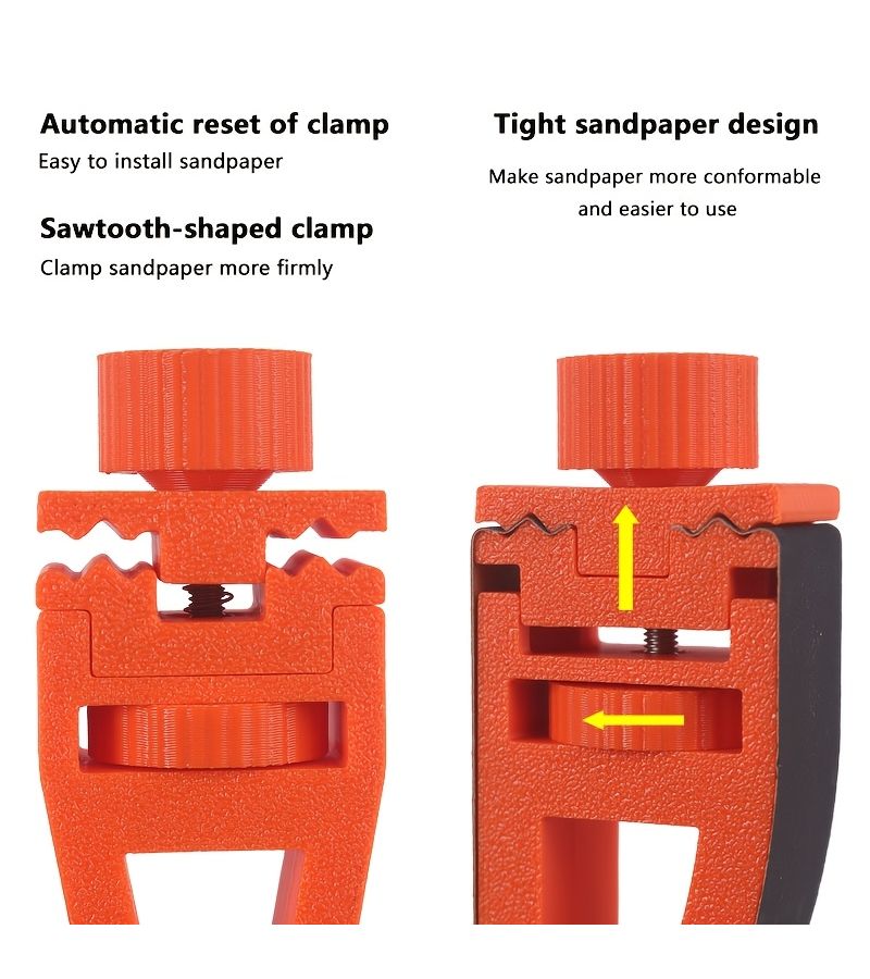 Orange 3pcs Mini Precision Handheld Polishing Kit 3 In 1 Hobby Polishing Set With Adjustable Angle And Multi Purpose Sandpaper Holder Suitable For Curved Surfaces And Small Gaps Ideal DIY Model Tool - Image 3