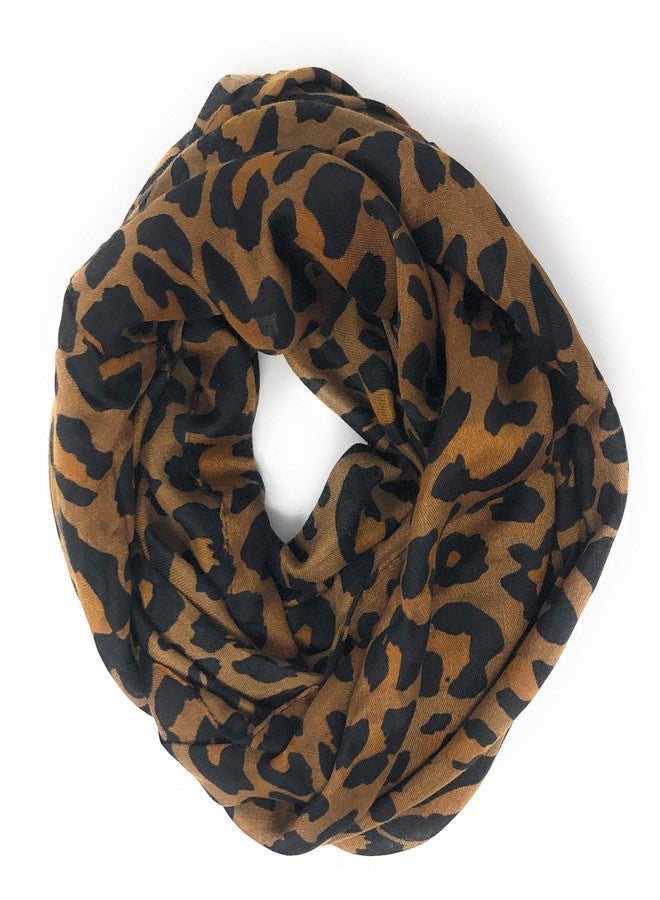 Nickanny's Premium Soft Brown Animal Leopard Print Sheer Infinity Loop Scarf - Image 1