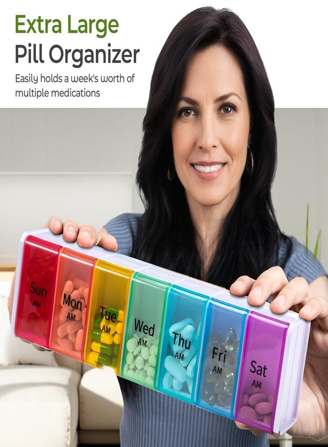 Daviky Extra Large Weekly Pill Organiser with Double Sides for AM & PM Use, XL Tablet Organiser 2 times A Day, BPA-Free Daily Pill Box, Jumbo Medication Organizer for Fish Oils, Vitamins & Supplements - Image 3