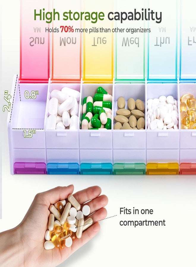 Daviky Extra Large Weekly Pill Organiser with Double Sides for AM & PM Use, XL Tablet Organiser 2 times A Day, BPA-Free Daily Pill Box, Jumbo Medication Organizer for Fish Oils, Vitamins & Supplements - Image 2