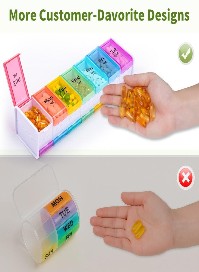 Daviky Extra Large Weekly Pill Organiser with Double Sides for AM & PM Use, XL Tablet Organiser 2 times A Day, BPA-Free Daily Pill Box, Jumbo Medication Organizer for Fish Oils, Vitamins & Supplements - Image 5