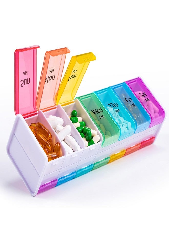 Daviky Extra Large Weekly Pill Organiser with Double Sides for AM & PM Use, XL Tablet Organiser 2 times A Day, BPA-Free Daily Pill Box, Jumbo Medication Organizer for Fish Oils, Vitamins & Supplements - Image 1