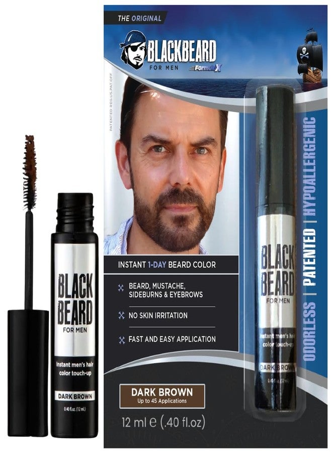 Blackbeard for Men Beard Color - 1-Day Beard, Mustache, Eyebrow, Sideburns Color - Temporary Facial Hair Tint - Hypoallergenic Beard Dye Alternative - Up to 45 applications - Dark Brown, 1 Pack - Image 1