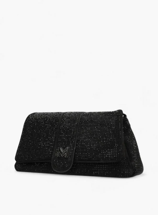 MEXX BLACK Embellished Shoulder Bag with Flap Closure for Women | Best Price UAE