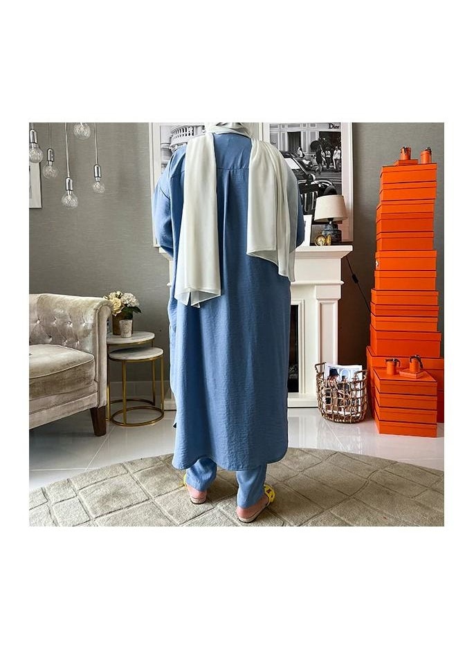 Jimmy Le Bond - 2-Piece Open Long Linen Cardigan Set - Image 1