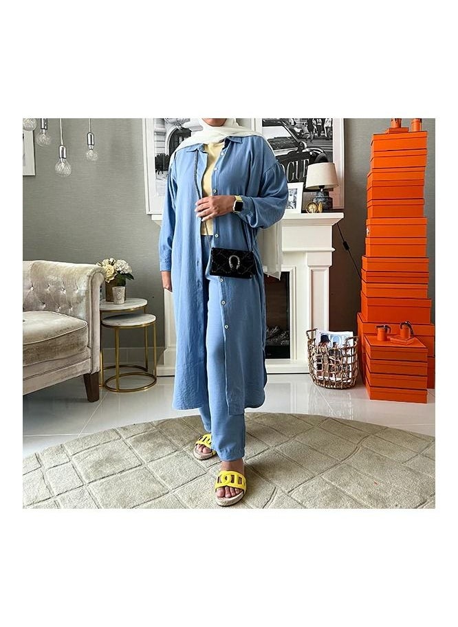 Jimmy Le Bond - 2-Piece Open Long Linen Cardigan Set - Image 1