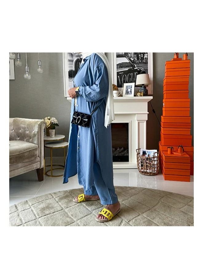 Jimmy Le Bond - 2-Piece Open Long Linen Cardigan Set - Image 1