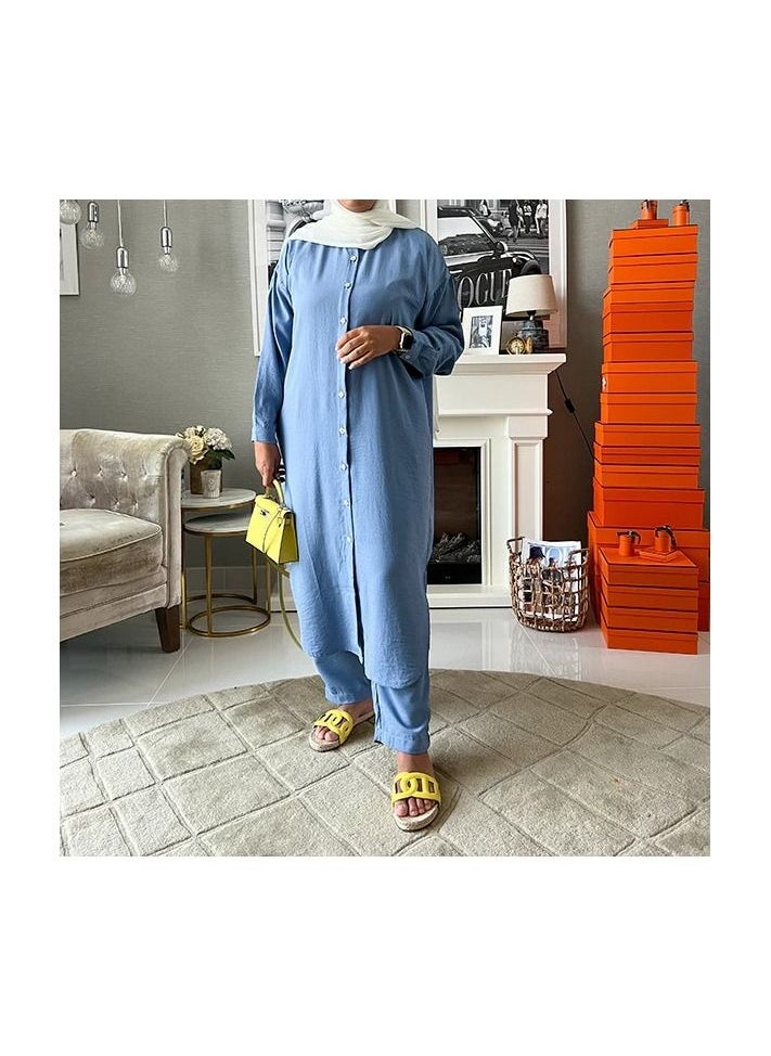 Jimmy Le Bond - 2-Piece Open Long Linen Cardigan Set - Image 1