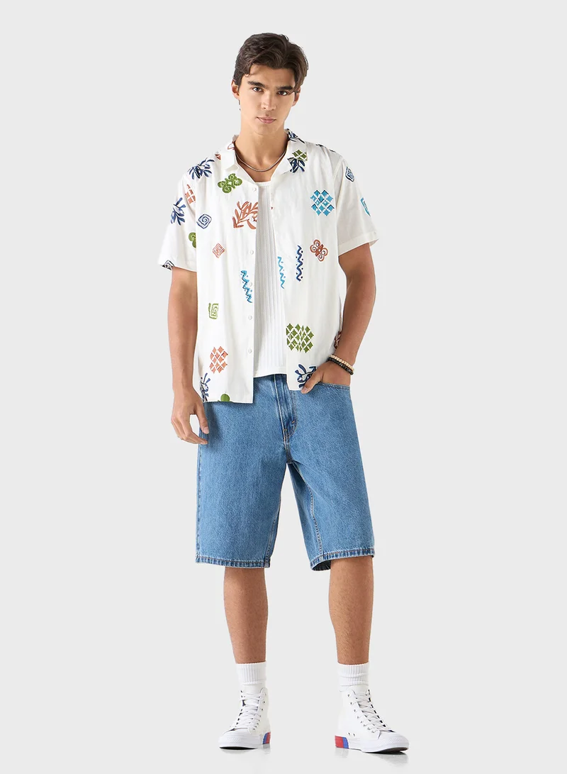 لي كوبر Lee Cooper Relaxed Fit Printed Short Sleeves Shirt