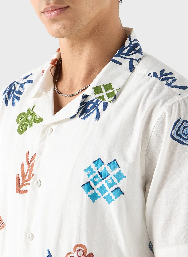 لي كوبر Lee Cooper Relaxed Fit Printed Short Sleeves Shirt