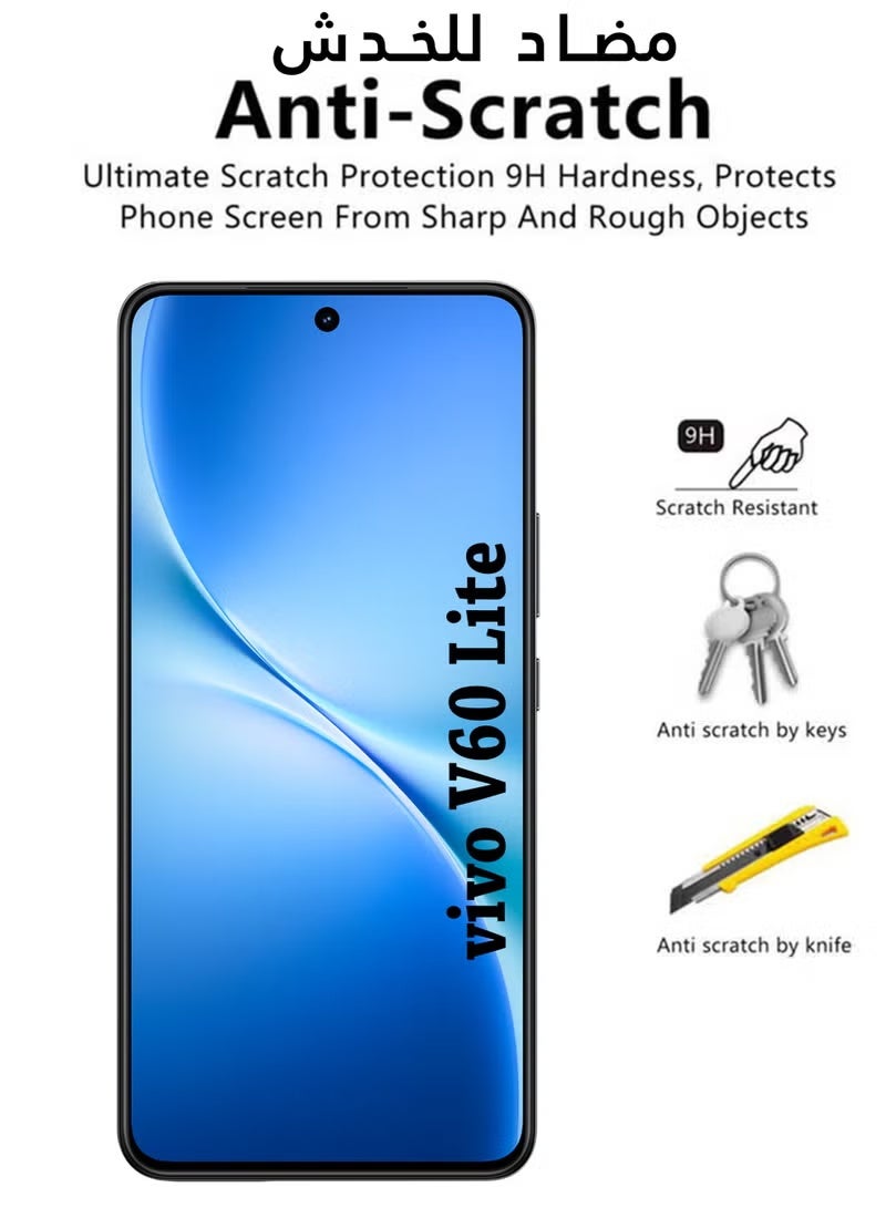 يويو تيك واقي شاشة Vivo V60 Lite | زجاج مقوى متوافق مع Vivo V60 Lite | واقي شاشة عالي الدقة بالكامل، زجاج مقوى مقاوم للخدش، تغطية كاملة للحواف - أسود - Image 4