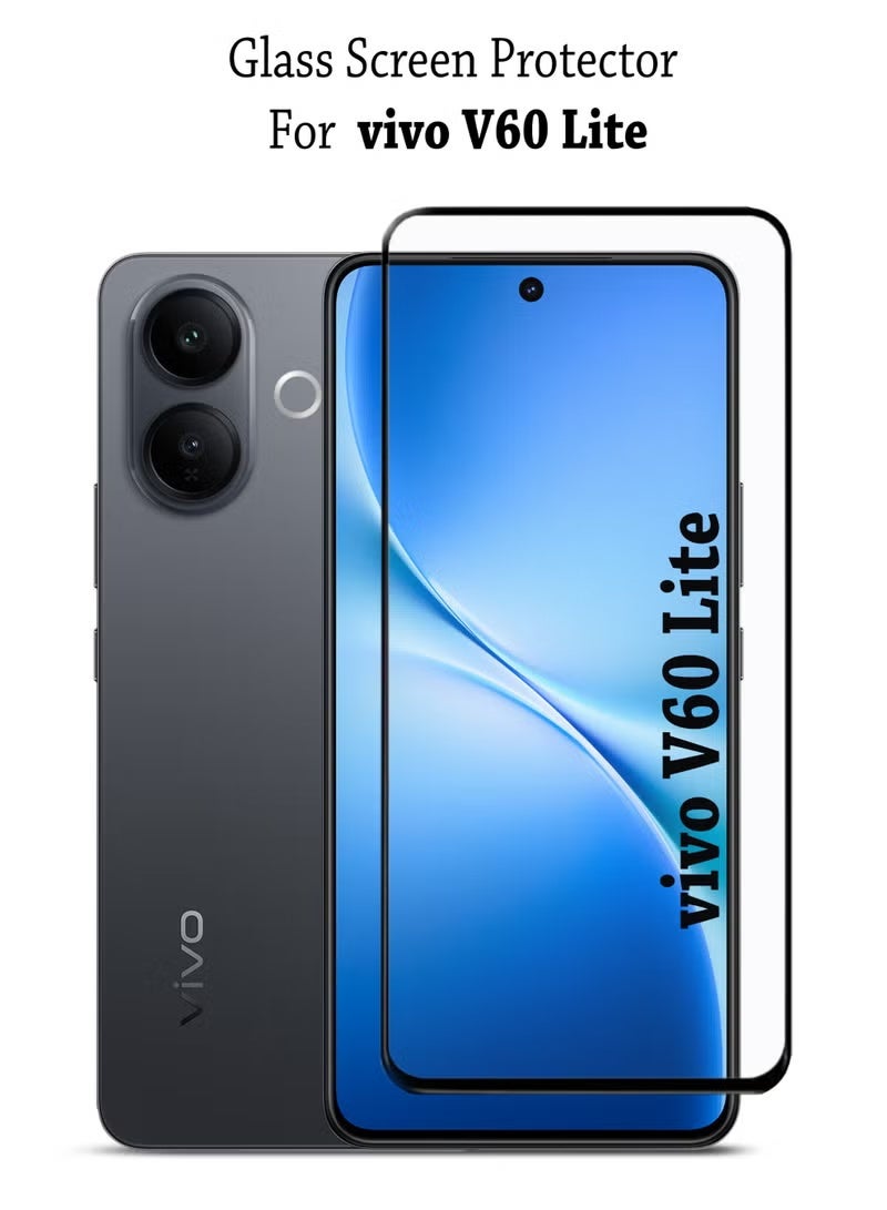 يويو تيك واقي شاشة Vivo V60 Lite | زجاج مقوى متوافق مع Vivo V60 Lite | واقي شاشة عالي الدقة بالكامل، زجاج مقوى مقاوم للخدش، تغطية كاملة للحواف - أسود - Image 1