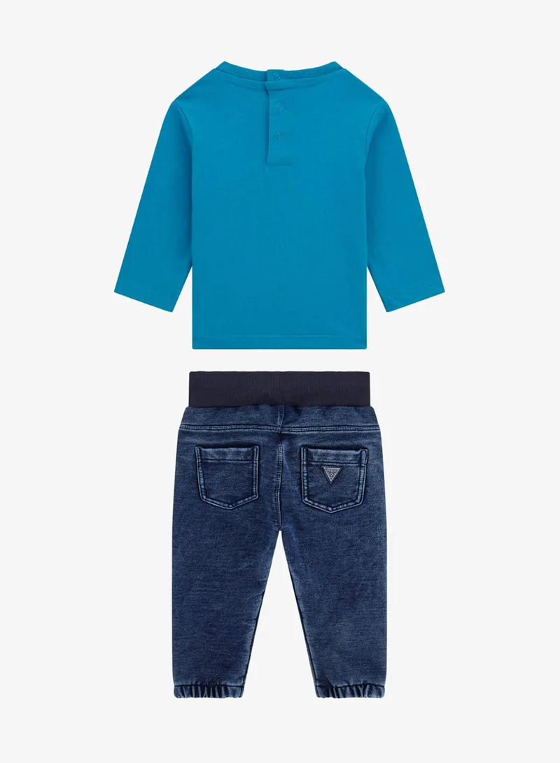 GUESS Kids Crew Neck T-Shirt and Denim Pant Sets