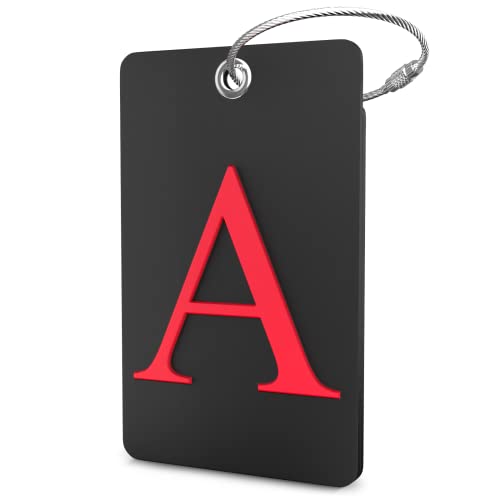 Shacke Luggage Tag Initial - Fully Bendable Tag w/Stainless Steel Loop - Black (Letter A) - Image 1