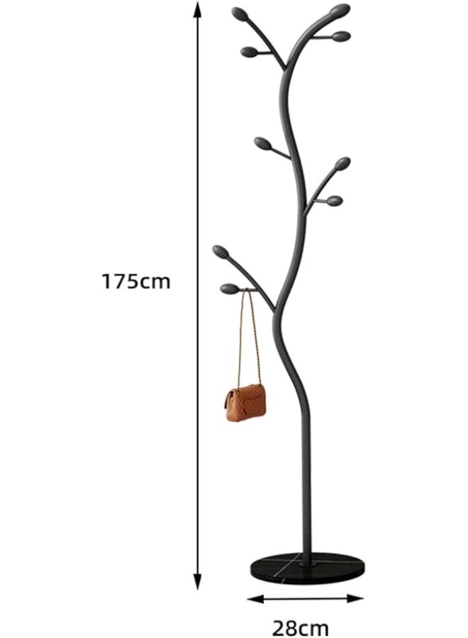 Freestanding Garment Rack Coat Tree Stand With Marble Base Metal Clothes Hanger Organizer 9 Hooks For Jackets Hats Scarves Bags Entryway Bedroom Office Storage Space Saving Furniture Home (Black) - Image 3