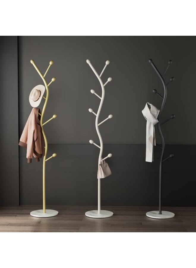 Freestanding Garment Rack Coat Tree Stand With Marble Base Metal Clothes Hanger Organizer 9 Hooks For Jackets Hats Scarves Bags Entryway Bedroom Office Storage Space Saving Furniture Home (Black) - Image 2