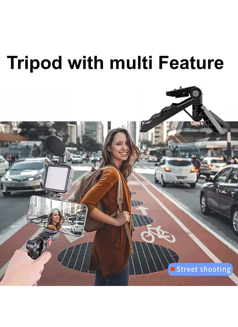 ELTRAZONE Smartphone Video Vlogging Tripod Kit with LED Light & Microphone – Adjustable Mini Tripod with 3 Brightness Levels, Portable & Lightweight Vlogging Stand for YouTube, TikTok, Instagram Content Creators - Image 4