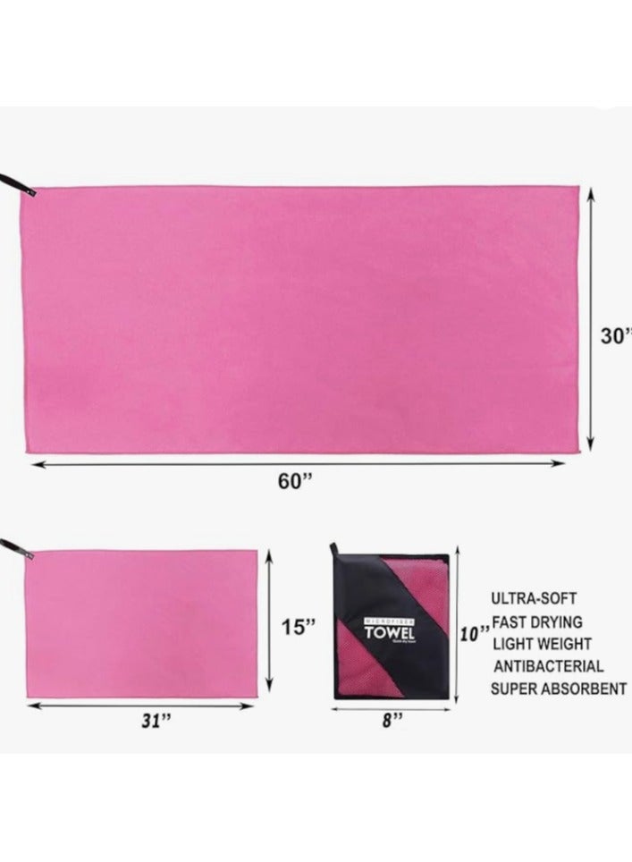2 Pack Quick Drying Gym Towel Soft Microfiber Lightweight Sport Sweat Towel Perfect Travel Camping Towel Super Absorbent Ultra Compact for Gym Sport Yoga Backpacking Beach Swimming, (Pink) - Image 3