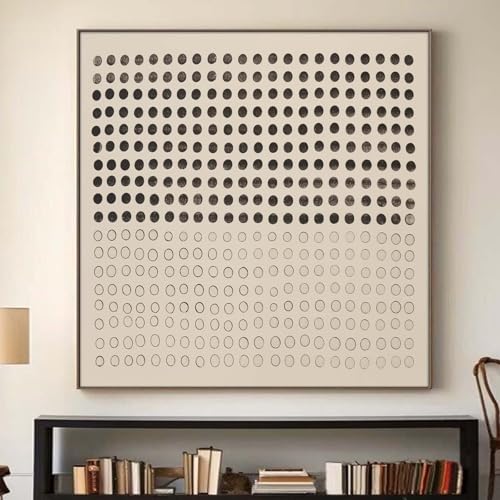 Ecyanlv Black and Beige Wall Art Cream Abstract Art Shapes Illustrations Wall Art Neutral Minimalist Art Prints Neutral Painting Beige and Black Line Artwork Wabi Sabi Picture 16x16inch Frameless - Image 1
