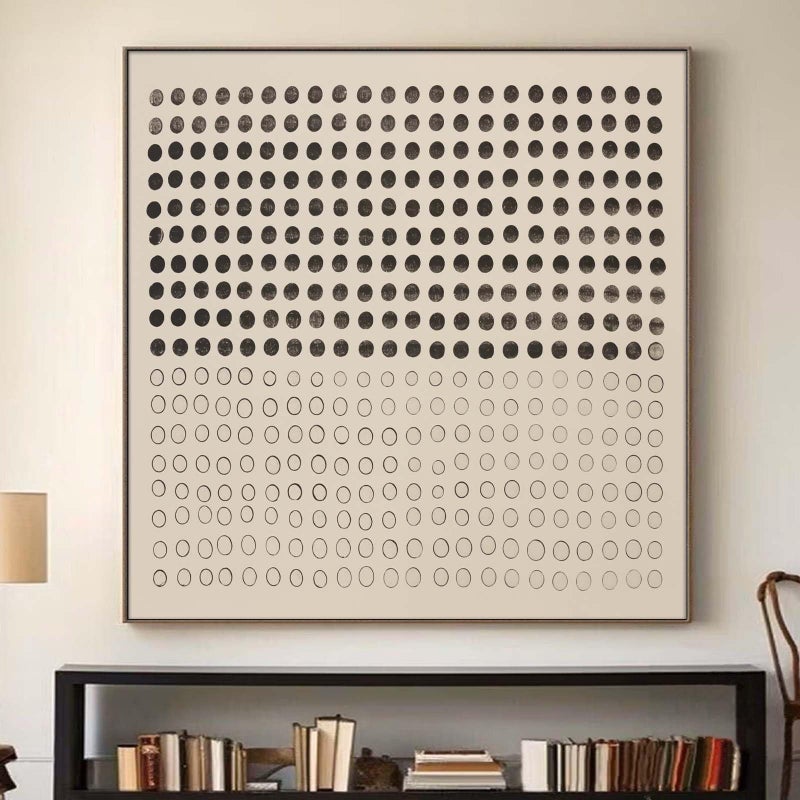 Ecyanlv Black and Beige Wall Art Cream Abstract Art Shapes Illustrations Wall Art Neutral Minimalist Art Prints Neutral Painting Beige and Black Line Artwork Wabi Sabi Picture 16x16inch Frameless - Image 2