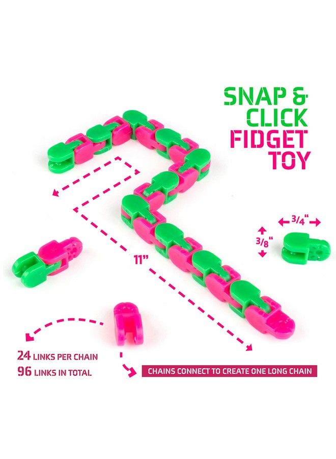 Wacky Tracks Snap And Click Fidget Toys For Sensory Kids Adhd Autism Stress Relief Therapy Keeps Fingers Busy And Minds Focused Snake Puzzles Assorted Colors (Pack Of 4)
