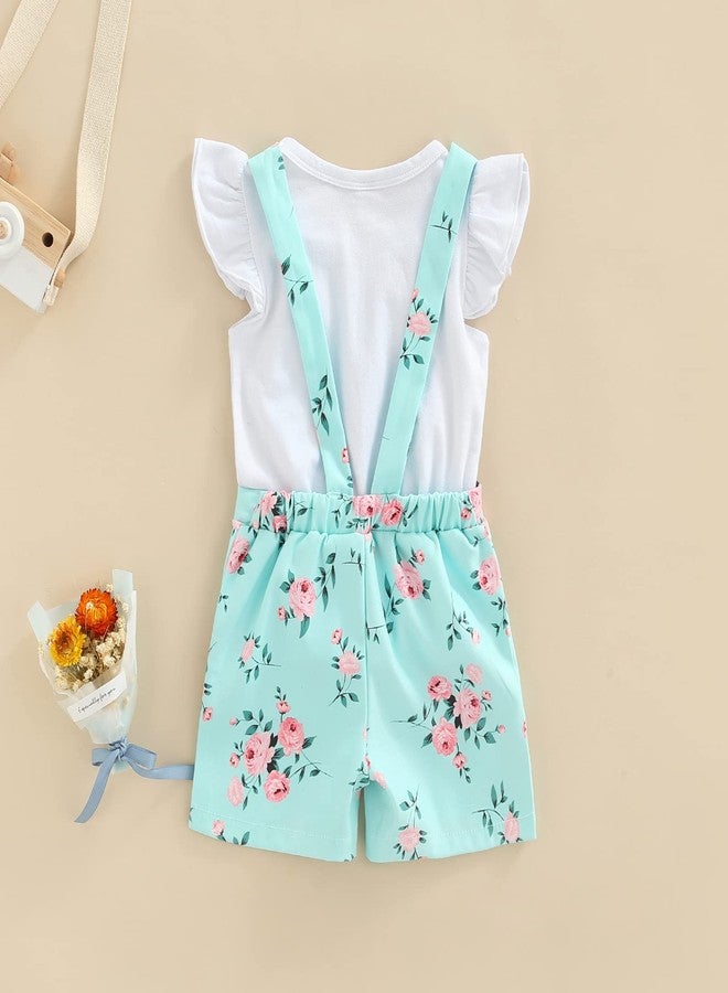 Gureui Baby Girl Summer Clothes T-Shirt Tops Suspender Flower Overalls Shorts Toddler Infant Outfit Floral 18-24 Months - Image 4