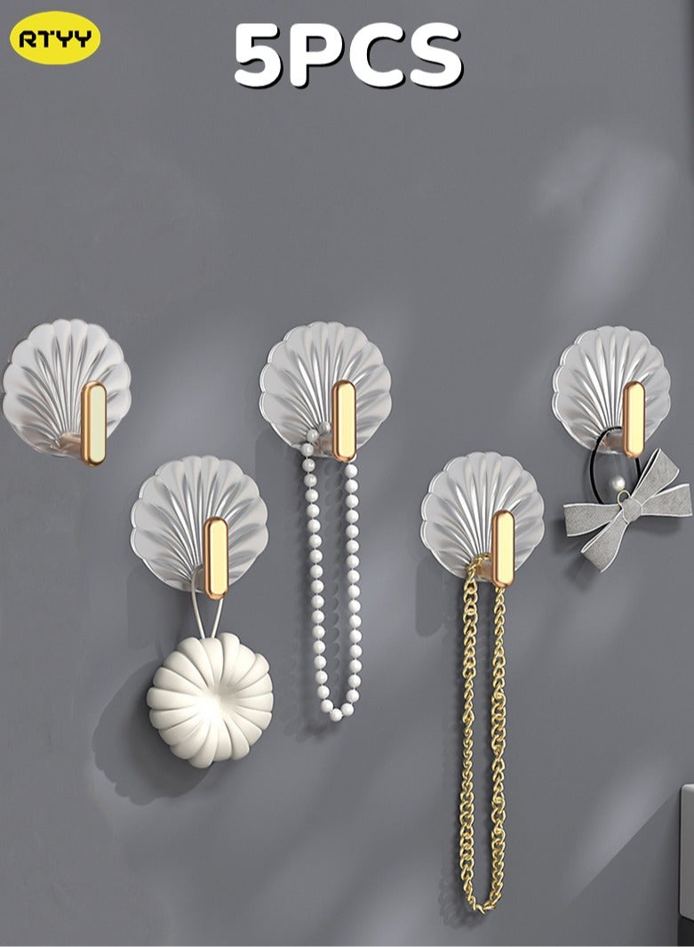 5 Pcs Multipurpose Acrylic Wall Storage Hook Decorative Gold Hook Strong Adhesive Wall Hooks Purse Hook Cute Wall Mounted Hook Kitchen Hooks Key Hook  - Image 1