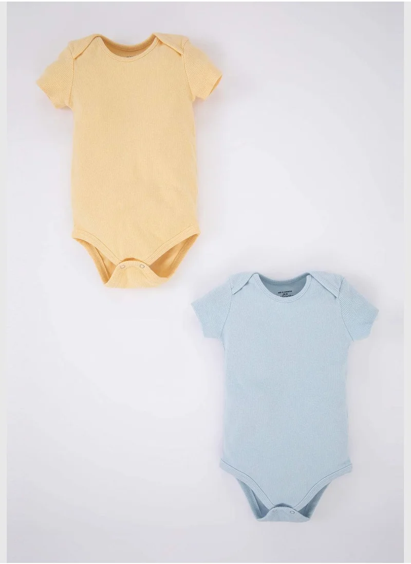 ديفاكتو 2 Pack BabyBoy Knitted Short Sleeve Snap Body