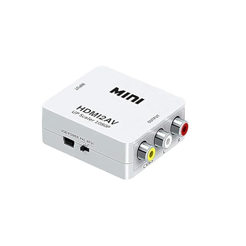 PremiumAV HDMI to RCA AV Converter – 1080P HDMI2AV Adapter with USB Power, PAL/NTSC Switch – Converts HDMI Input to 3RCA Composite CVBS Video and Audio for TV, Projector, DVD, Streaming Box - Image 1