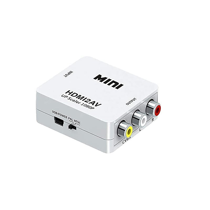 PremiumAV HDMI to RCA AV Converter – 1080P HDMI2AV Adapter with USB Power, PAL/NTSC Switch – Converts HDMI Input to 3RCA Composite CVBS Video and Audio for TV, Projector, DVD, Streaming Box - Image 5