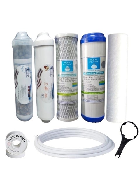 5-stage water filter candle set with 3-meter hose reel + Teflon reel + filter wrench