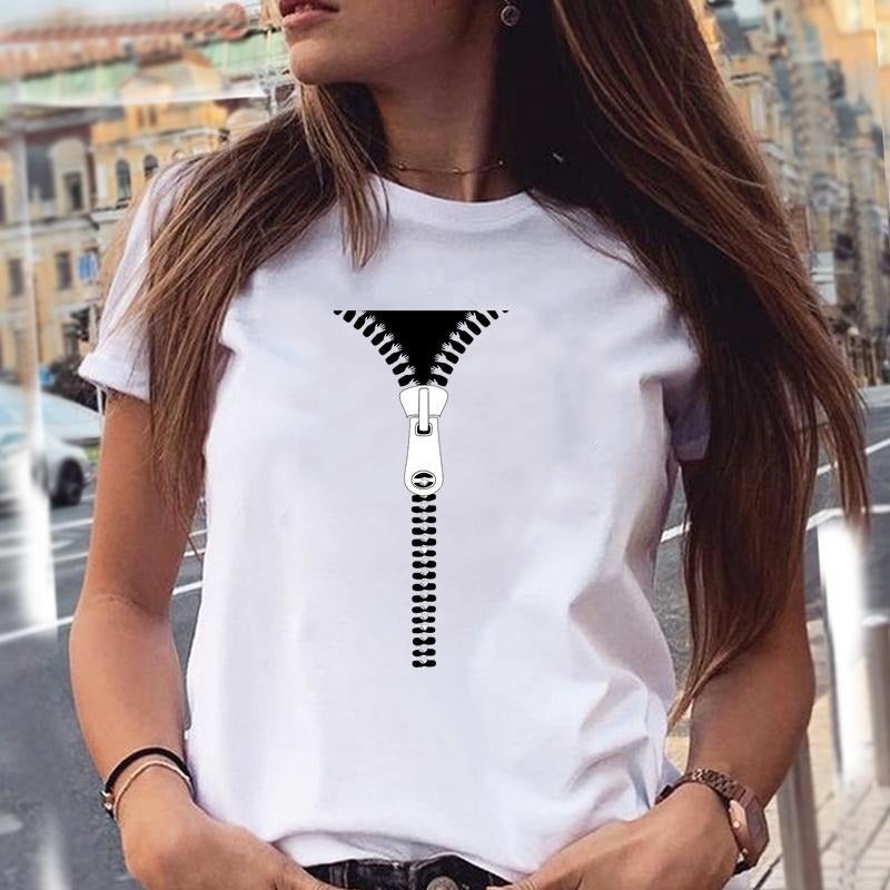 Foreign Trade European Size Summer Women's T-Shirt Funny Graphic Print Women's Fashion Print Top Short Sleeve - Image 3