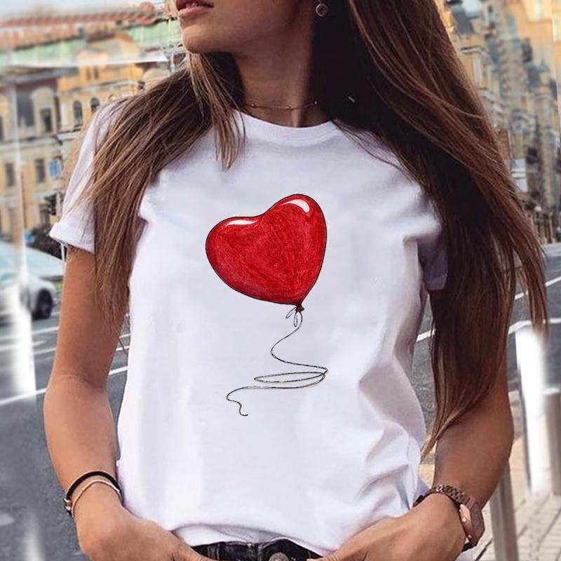 Foreign Trade European Size Summer Women's T-Shirt Funny Graphic Print Women's Fashion Print Top Short Sleeve - Image 1