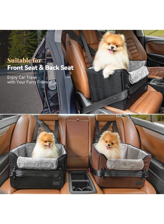 بتس فيت مقعد سيارة للكلاب من PETSFIT، مصنوع من جلد البولي يوريثان المقاوم للماء مع مشابك آمنة حاصلة على براءة اختراع، ومقود بمشبك، وسرير لحمل الحيوانات الأليفة أثناء السفر للحيوانات الأليفة الصغيرة التي يصل وزنها إلى 25 رطلاً (أسود) - Image 1