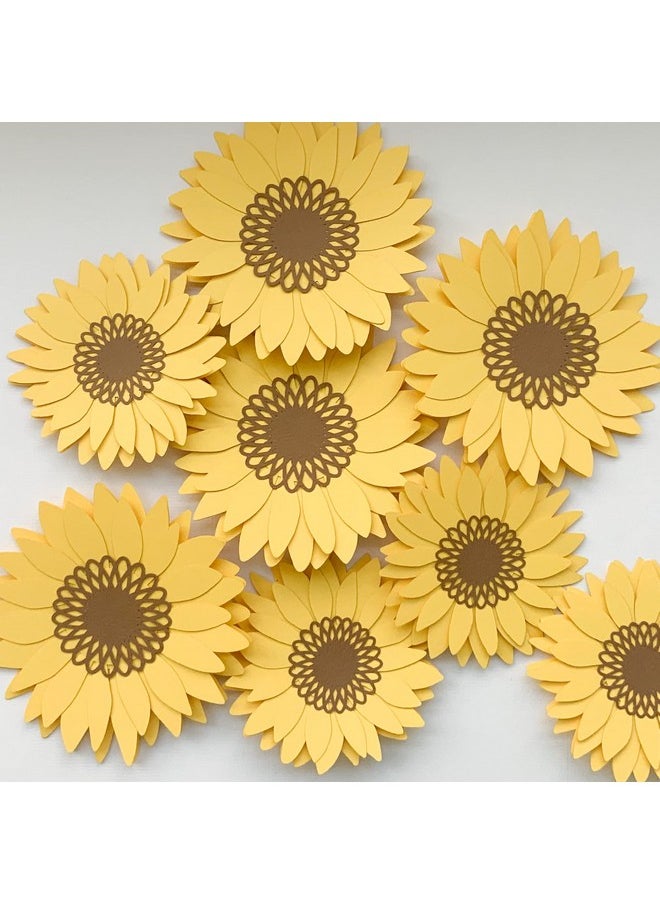 Pinfliers Pinfliers Sunshine or Summer Theme Paper Sunflower Garland, A Set of 8 Flowers for Birthday Decoration, 36 inches in Length, Yellow and Brown, 30th / 40th Birthday Decoration Items  - Image 5