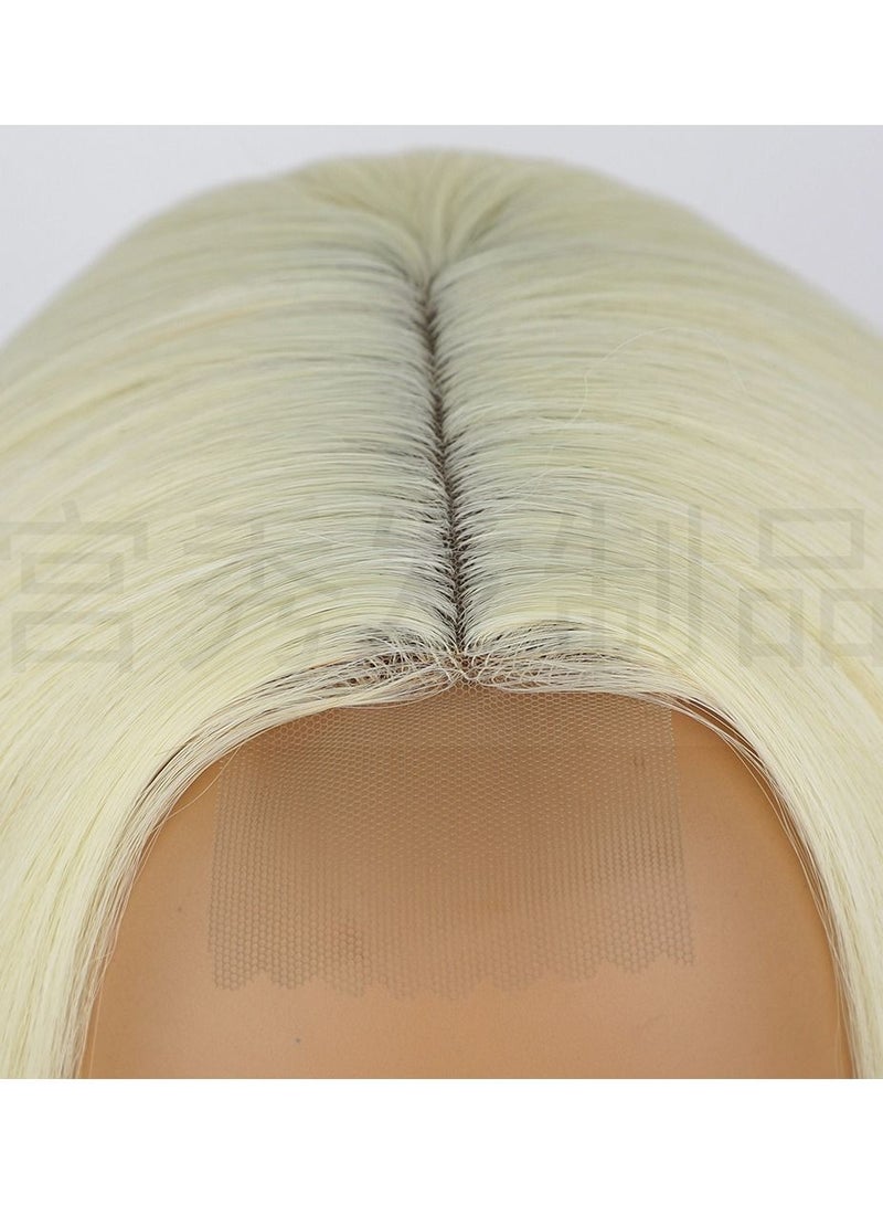 إستيل شعر مستعار أوروبي وأمريكي برتقالي متدرج قصير مستقيم شعر بوب في منتصف بدلة رأس دانتيل تتظاهر باروكة شعر مستعار برتقالي - Image 4