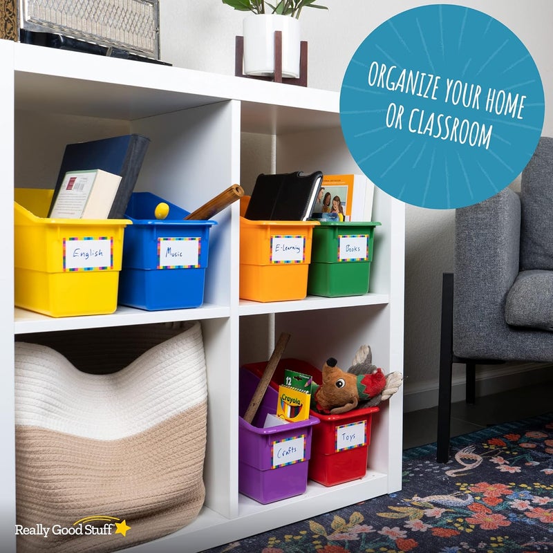 Really Good Stuff -163319 Durable Magazine, Book, Folder, File and Binder Holders – Ideal for Narrow or Vertical Storage Needs– Instantly Color Code Home Classroom –Assorted Primary Colors(Set of 6) - Image 4