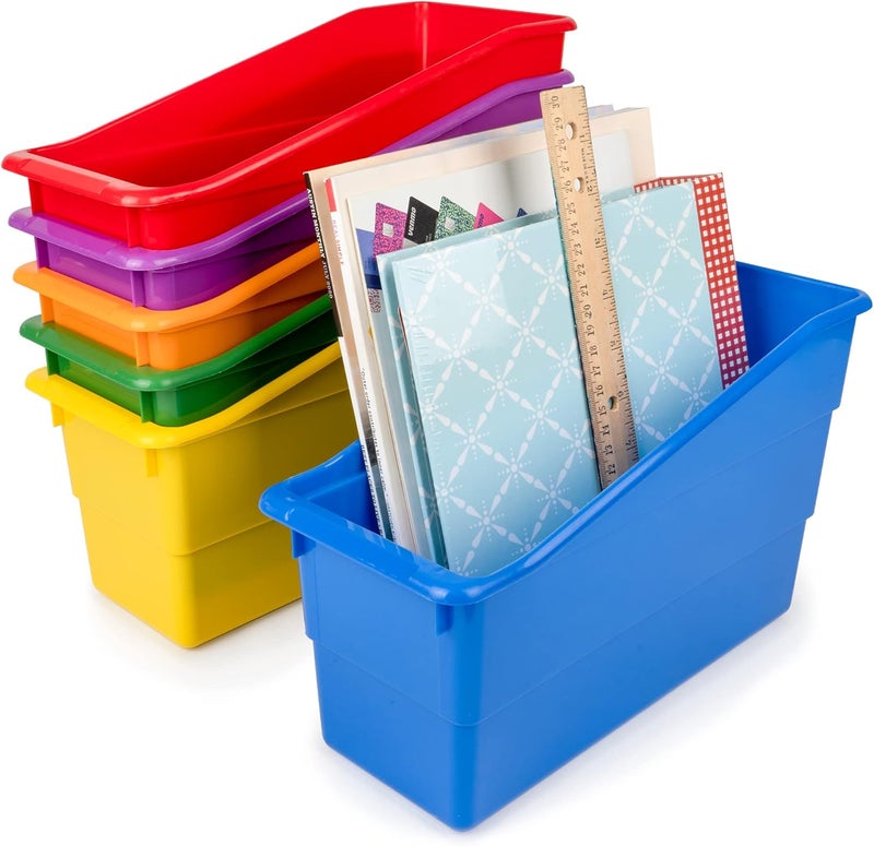 Really Good Stuff -163319 Durable Magazine, Book, Folder, File and Binder Holders – Ideal for Narrow or Vertical Storage Needs– Instantly Color Code Home Classroom –Assorted Primary Colors(Set of 6) - Image 3